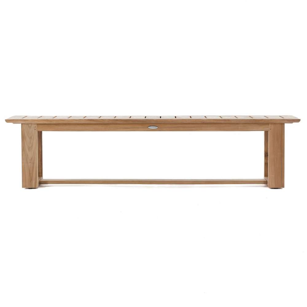 Westminster Teak Horizon Teak Dining Picnic Set long bench shown from the front, highlighting its clean lines and durable teak construction