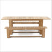 Westminster Teak Horizon Teak Dining Picnic Set with a teak table and two backless benches shown from a clean side view on a white background