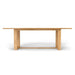 Westminster Teak Horizon Teak Table is displayed from the front, showing its wide surface and strong, minimalist base design