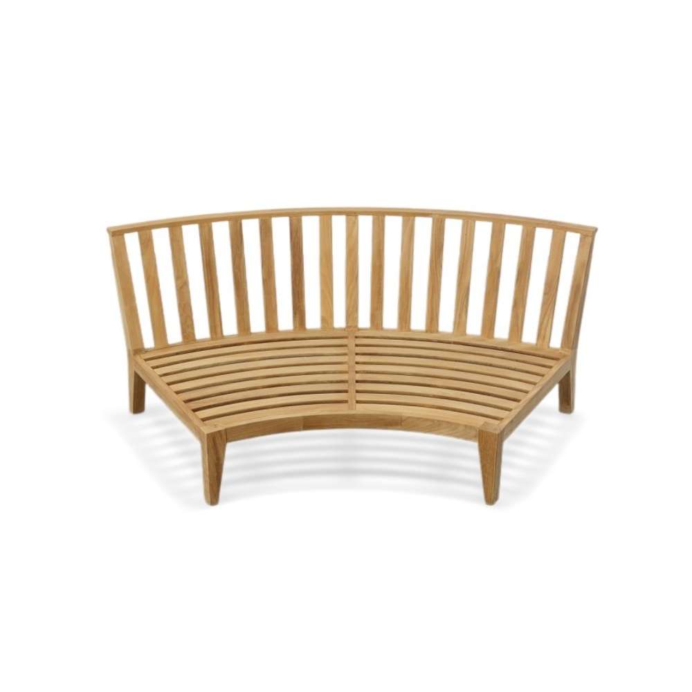 Westminster Teak Kafelonia 6pc Sofa Sectional Set bare teak frame with a curved slatted seat and back design