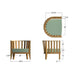 Westminster Teak Kafelonia 6pc Sofa Sectional Set chair dimension diagram with top, front, and side measurements