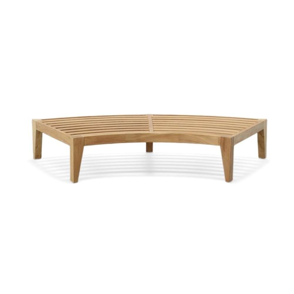 Westminster Teak Kafelonia 6pc Sofa Sectional Set curved teak base frame without cushions showing slatted construction