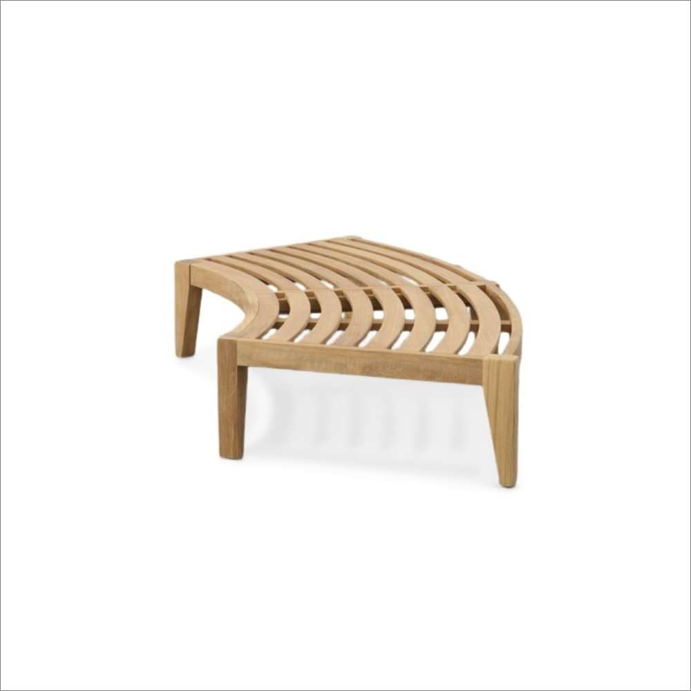 Westminster Teak Kafelonia Backless Sofa Sectional without cushions features a curved slatted teak seat with sturdy legs
