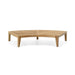 Westminster Teak Kafelonia Backless Sofa Sectional without cushions reveals slatted teak base and curved modern design