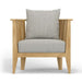 Westminster Teak Kafelonia Club Chair with wide armrests, a deep seat cushion, and a large matching back cushion in a straight-on front view