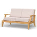 Westminster Teak Laguna Love Seat is displayed at a front angle, highlighting its clean lines, wide seat, and comfortable cushions
