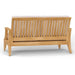 Westminster Teak Laguna Love Seat is displayed from the back, highlighting its evenly spaced vertical wooden slats and sturdy craftsmanship