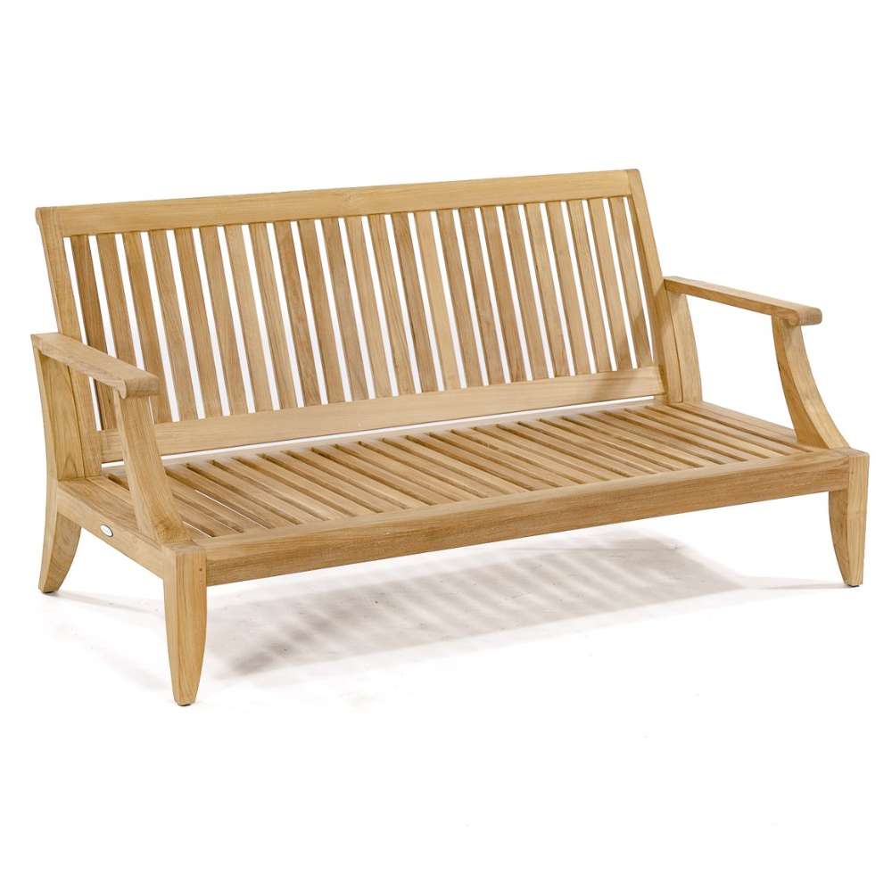Westminster Teak Laguna Sofa is shown as a bare teak frame with a slatted seat and back