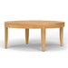 Westminster Teak Laguna Teak Coffee Table is displayed from the side, highlighting its thick tabletop and evenly spaced legs