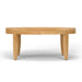 Westminster Teak Laguna Teak Coffee Table is shown in a low profile view, emphasizing its wide circular shape and solid wood construction