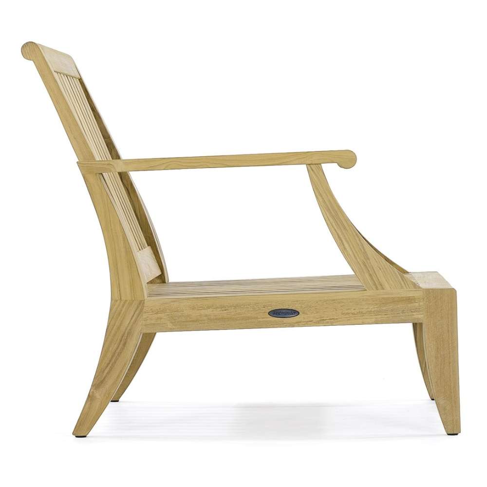 Westminster Teak Laguna Teak Lounge Chair is in a bare side profile on a white background