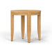 Westminster Teak Laguna Teak Side Table is displayed from a slightly different angle, highlighting its smooth circular edge and solid teak wood construction