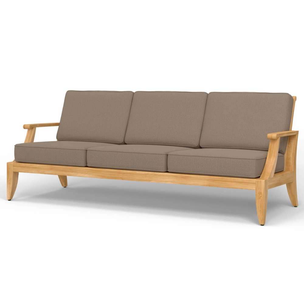 Westminster Teak Large Laguna Sofa without cushions, showing its slatted teak seat, back, and arms
