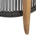 Westminster Teak Luna Coffee Table detail showing the woven rope base and solid teak leg