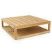 Westminster Teak Maya 6pc Lounge Sofa Set coffee table highlights its smooth teak finish and open lower storage shelf
