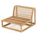 Westminster Teak Maya 6pc Lounge Sofa Set shown without cushions revealing a curved slatted wooden seat and backrest