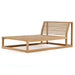 Westminster Teak Maya Chaise features a natural teak slatted seat and curved backrest, designed for minimalist outdoor lounging
