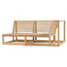Westminster Teak Maya Left Side Sectional frame is shown without cushions, highlighting its sturdy teak wood structure and slatted back design