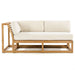 Westminster Teak Maya Right Side Sectional front profile with cream cushions and clean teak frame design