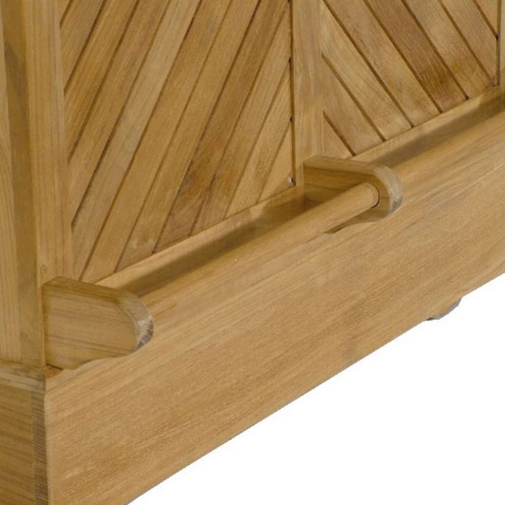 Westminster Teak Somerset Teak Bar close-up of the lower rail footrest design crafted from smooth teak wood