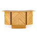 Westminster Teak Somerset Teak Bar curved teak outdoor bar with fold-out panels and a slatted countertop for compact storage and easy use