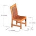 Westminster Teak Veranda 11pc Teak Dining Set teak side chair with dimensions of 36" height, 22" depth, 18" width, and 17" seat height for comfortable seating