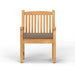 Westminster Teak Veranda Teak Armchair is shown from the front, emphasizing its straight legs, armrests, and cushioned seat