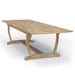 Westminster Teak Veranda Teak Table in an angled extended view with a smooth teak surface and gently curved support legs