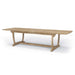 Westminster Teak Veranda Teak Table with a long rectangular teak top and curved pedestal base in its fully extended position