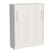 White Ash Inovabed Wall Bed shown closed in a light wood cabinet with two silver handles