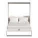White Ash Inovabed Wall Bed shown open from the front with white bedding and black support legs
