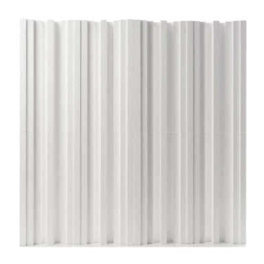 White GIK Acoustics GridFusor™ Diffuser panel with wide vertical channels that help disperse sound evenly throughout a room