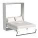 White Inovabed Wall Bed shown open with white bedding and black support legs