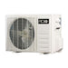 White outdoor condenser with a large front fan grille is part of ACiQ 9000 BTU Essentials 21 SEER2 Single Zone Wall Mount Mini Split Heat Pump System