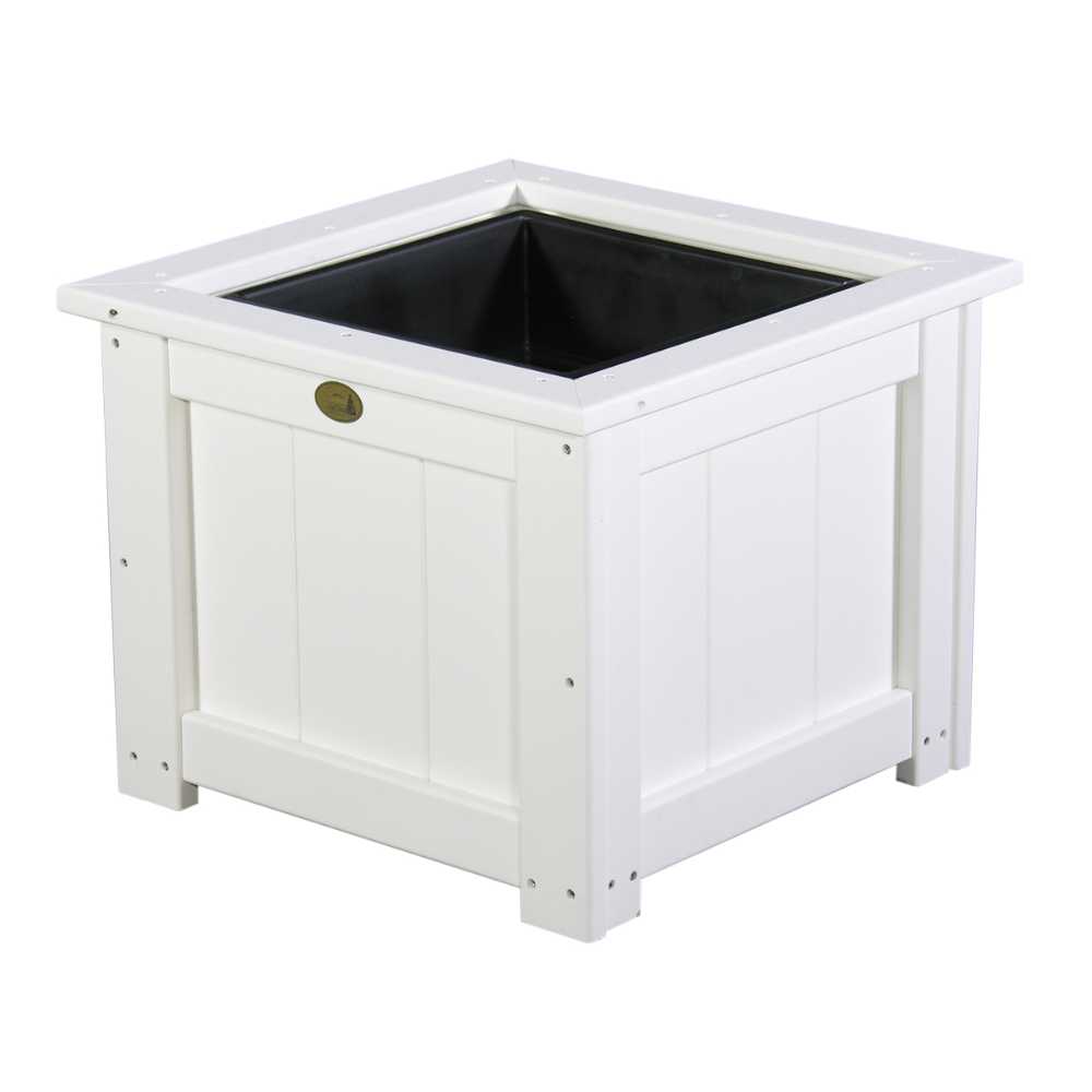 White LuxCraft Poly Lumber Square Planter in 24in and 15in