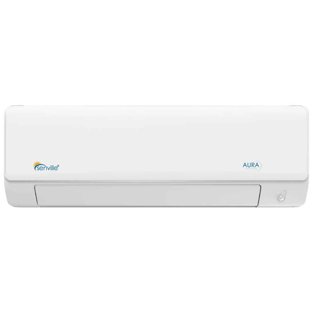 White indoor wall unit of the Senville 33000 BTU Mini Split Air Conditioner - Heat Pump - SENA33HF with a simple and modern design