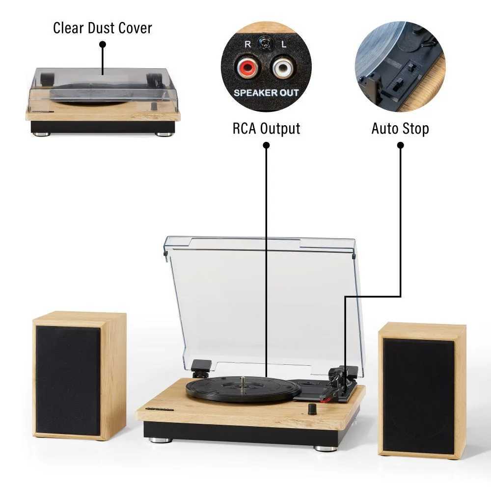 With a clear dust cover, RCA outputs, and an auto-stop function, the Crosley Brio Turntable System - Natural delivers both style and functionality