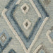 Zoomed-in image of Momeni Allegro Indoor Rug - ALL-1 Blue highlights the layered diamond motifs in soft blues and grays