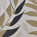 Zoomed-in of Couristan Dolce Indoor/Outdoor Rug - Aralia/Naturals-Cool Onyx displays overlapping leaves in natural shades of beige, taupe, and black