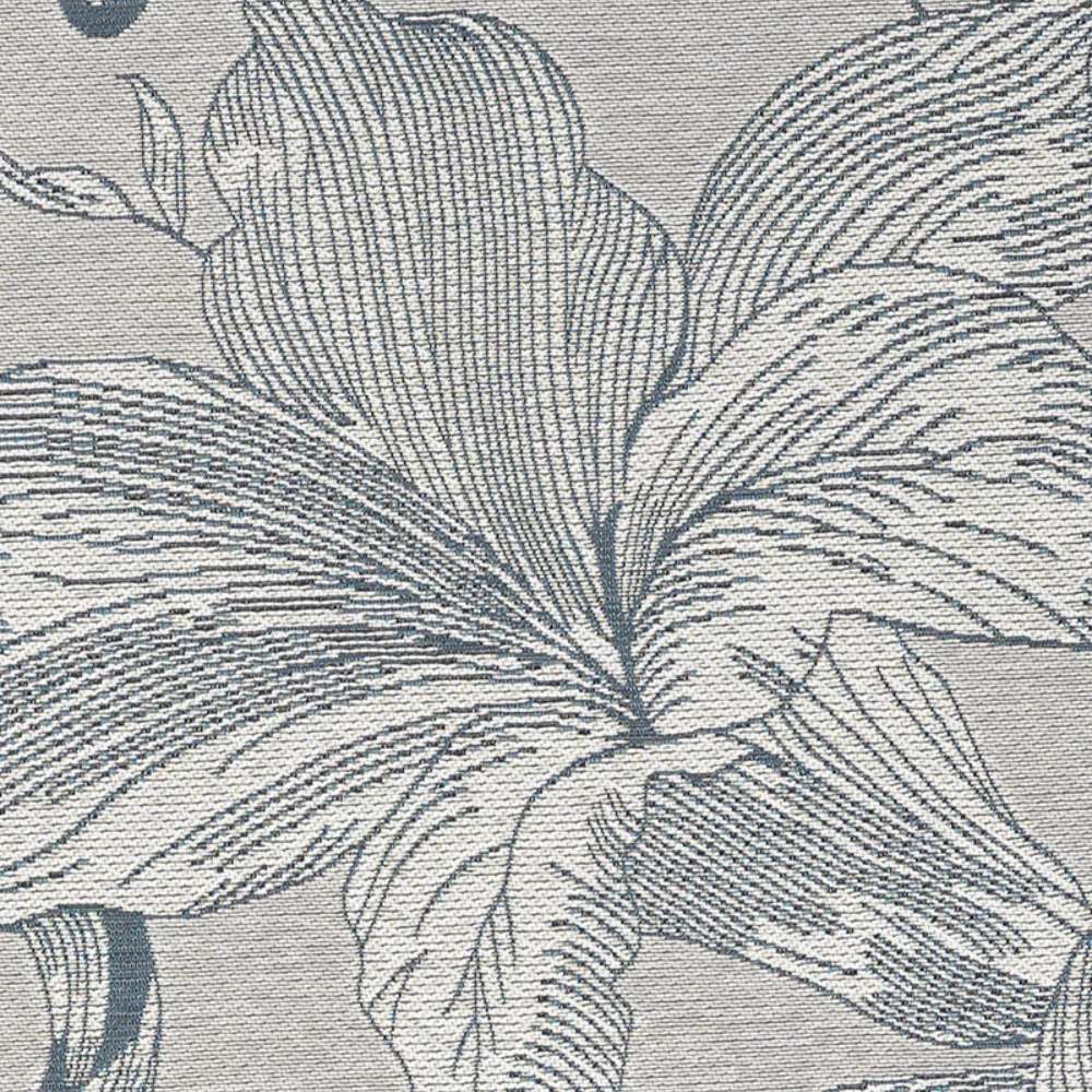 Zoomed-in shot of Couristan Dolce Indoor/Outdoor Rug - Flora/Argento reveals fine lines and layered floral detailing in muted tones