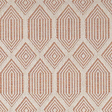 Zoomed-in view of Couristan Liguria Indoor/Outdoor Rug - Rapallo/Umber highlights the sharp diamond shapes and alternating umber and ivory threads