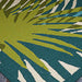 Zoomed-in view of the Couristan Covington Indoor/Outdoor Rug - Jungle Leaves/Ivory-Forest Green reveals the layered greens and textured leaf shapes