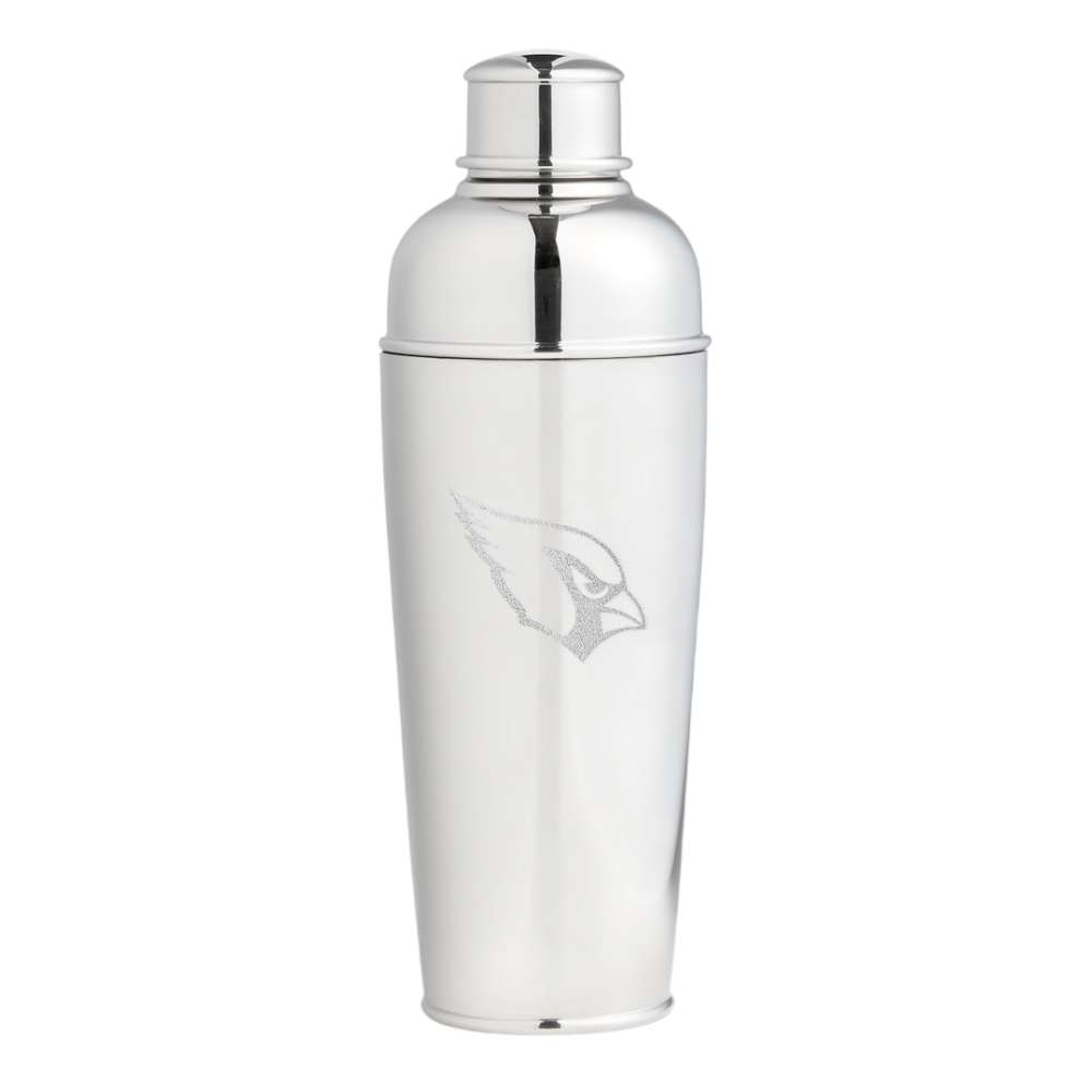 Arizona Cardinals Crate & Barrel Easton Stainless Steel Cocktail Shaker with polished stainless steel and team logo design