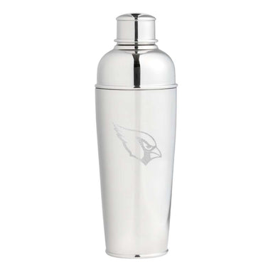 Arizona Cardinals Crate & Barrel Easton Stainless Steel Cocktail Shaker with polished stainless steel and team logo design