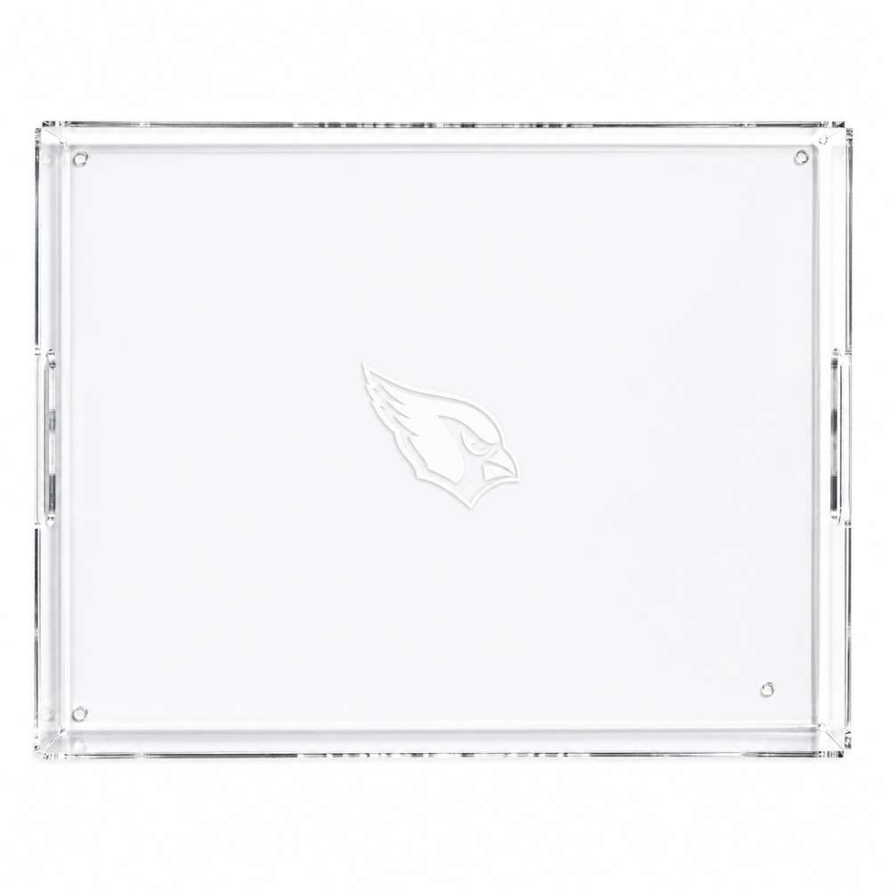 Arizona Cardinals Crate & Barrel NFL Large Rectangle Acrylic Decorative Tray with team logo on white acrylic