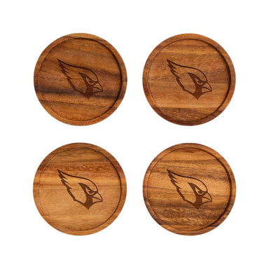 Arizona Cardinals Crate & Barrel NFL Tondo Acacia Wood Coasters, Set of 4 with acacia wood and team logo