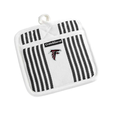 Atlanta Falcons Black Grey Indigo Crate & Barrel NFL Cuisine Stripe Organic Cotton Pot Holder with yarn-dyed striped design