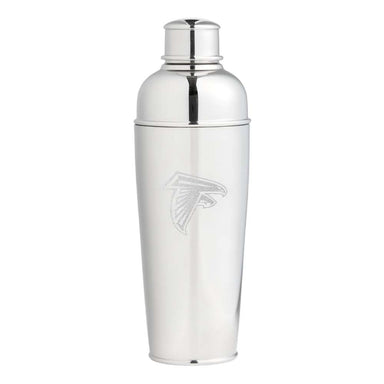 Atlanta Falcons Crate & Barrel Easton Stainless Steel Cocktail Shaker with polished stainless steel and team logo design