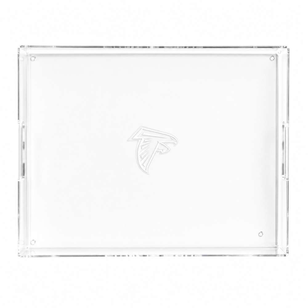 Atlanta Falcons Crate & Barrel NFL Large Rectangle Acrylic Decorative Tray with team logo on white acrylic
