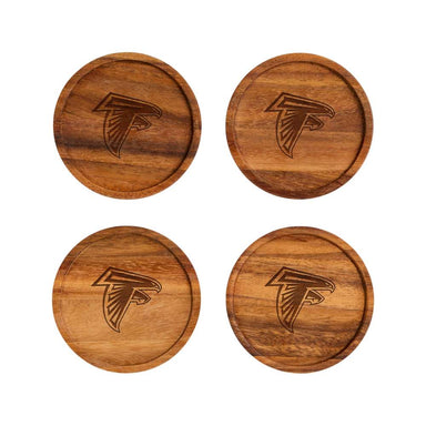 Atlanta Falcons Crate & Barrel NFL Tondo Acacia Wood Coasters, Set of 4 with acacia wood and team logo